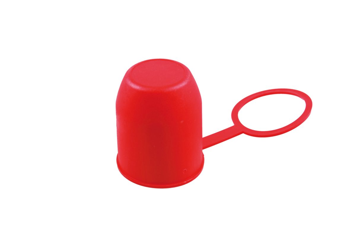 Bünte Kugelschutzkappe mit Halteschlaufe PVC rot